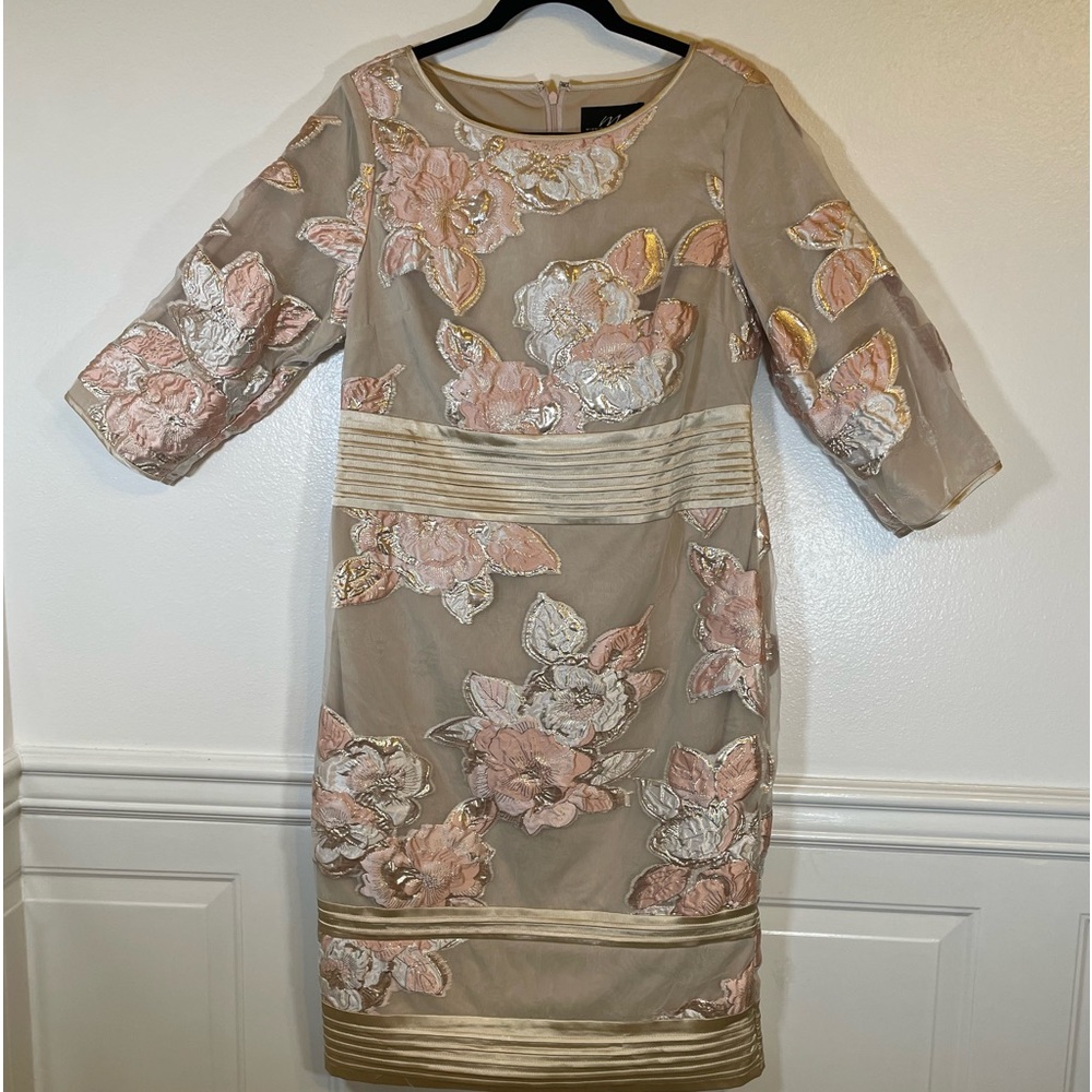 Midnight Velvet Sz 10 Pink Cream Dress Special Occasion Wedding Guest Cocktail